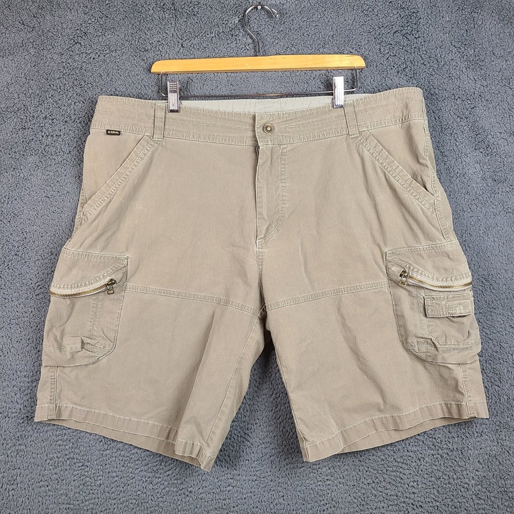 Kuhl Mens Renegade Cargo Shorts Tan Khaki Vintage Patina Dye Size 42